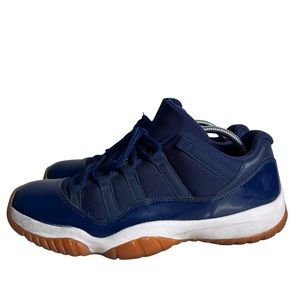 Nike Jordan 11 Midnight Navy Blue Patent Leather Low Mid Gum Soles 528895-405
